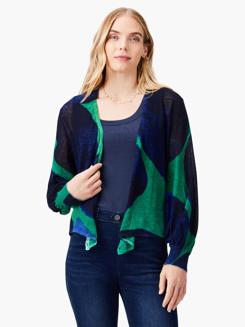 Woman Wears Ocean Dot 4-Way Cardigan image number 3