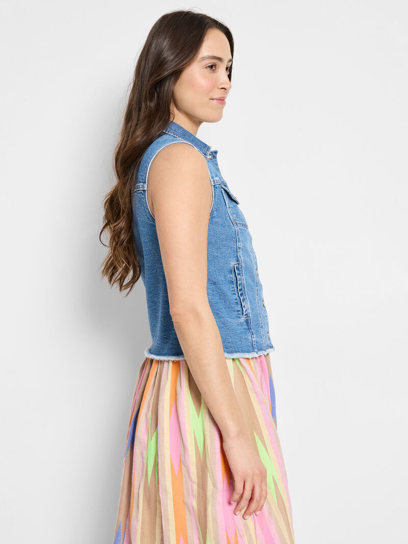 Woman Wears Essential Denim Vest image number 2