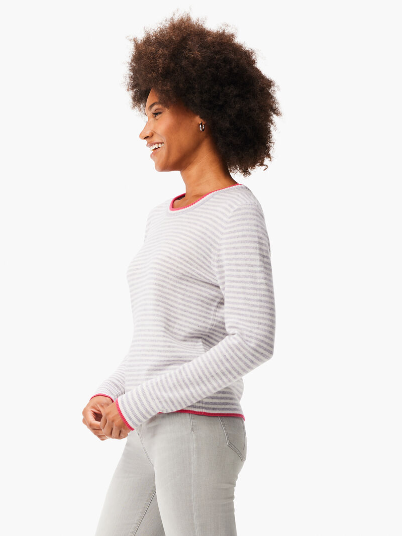 Woman Wears Easy Stripe Cashmere Sweater image number 3
