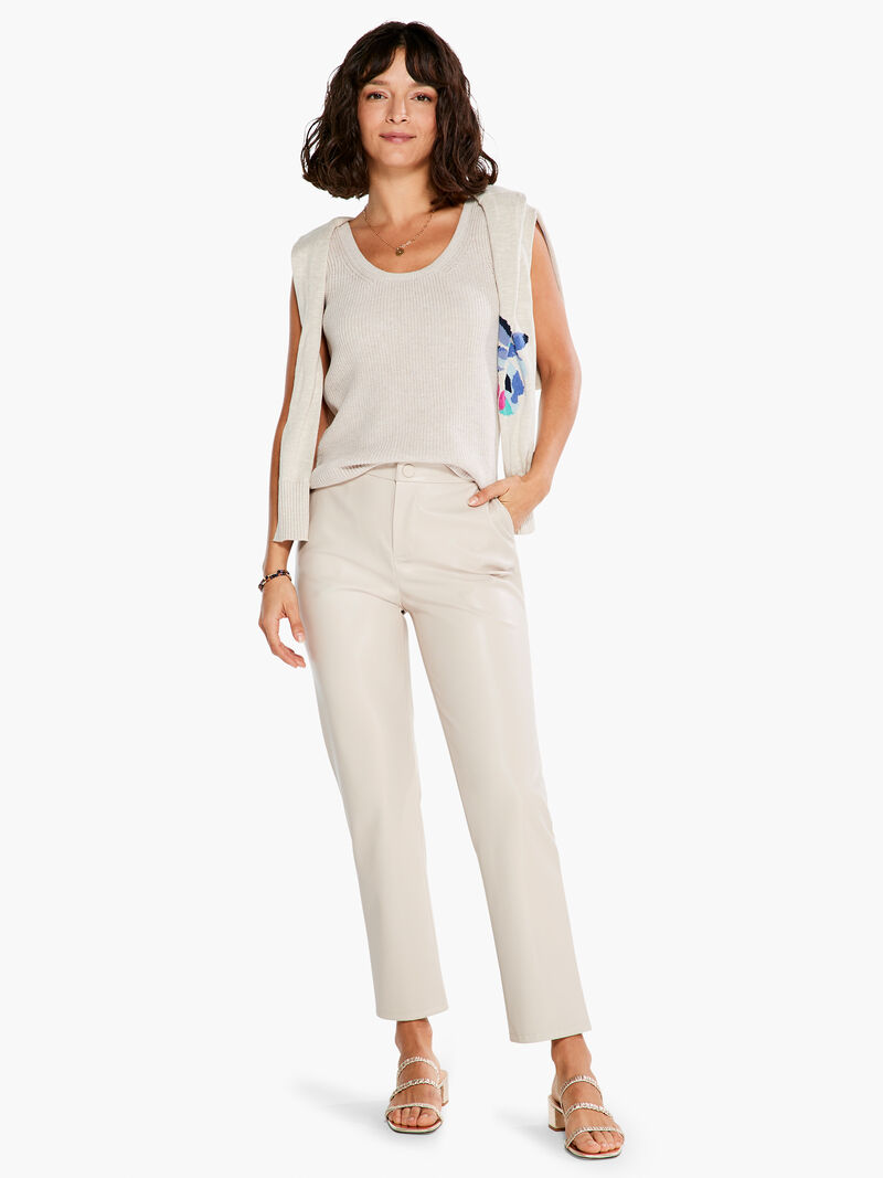 Woman Wears Faux Leather Straight-Leg Trouser image number 3