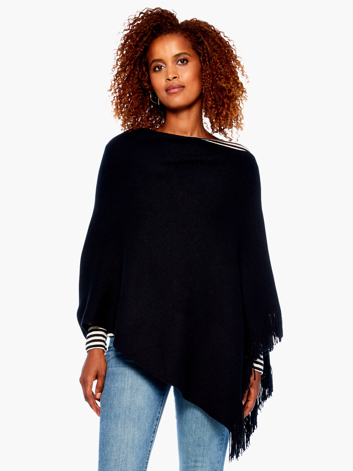 Echo Essentials Milk Fringe Poncho