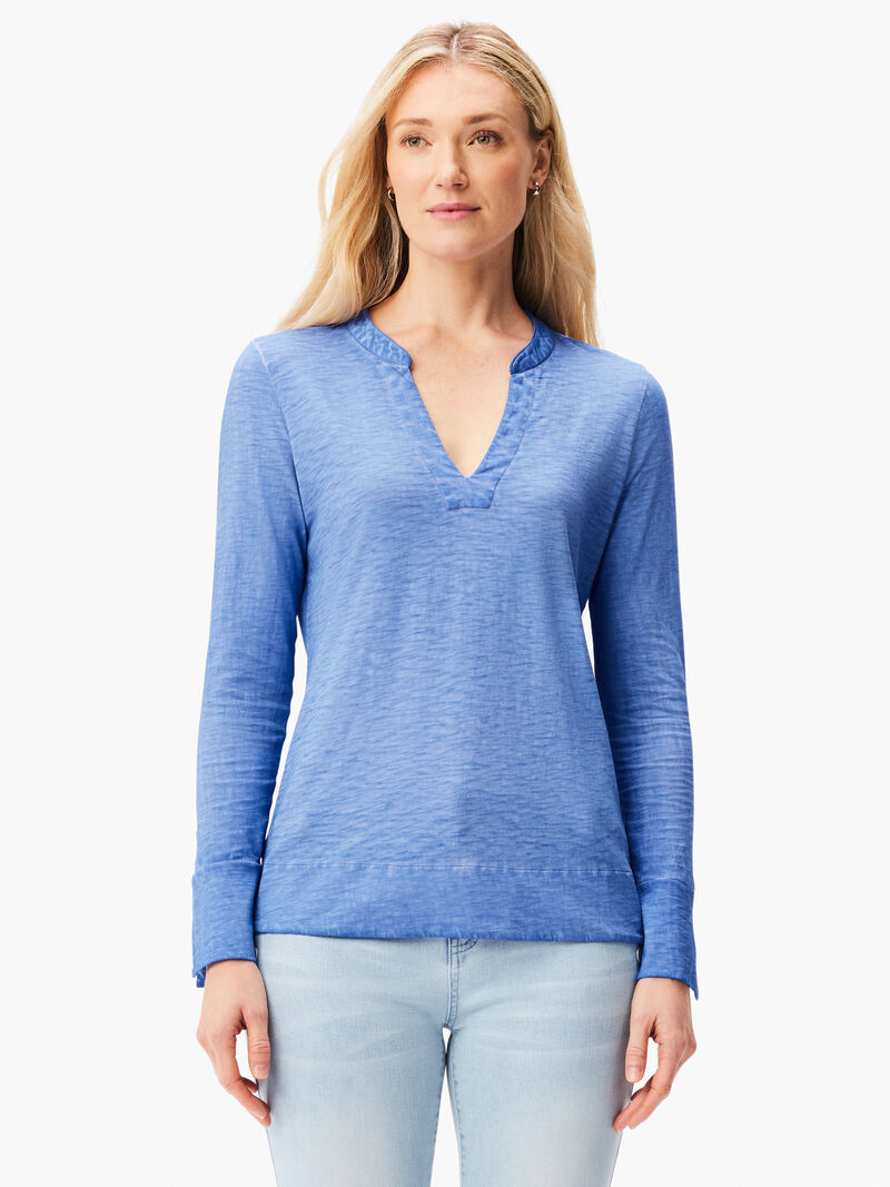 Woman Wears NZT Split Neck Long Sleeve Tee image number 0