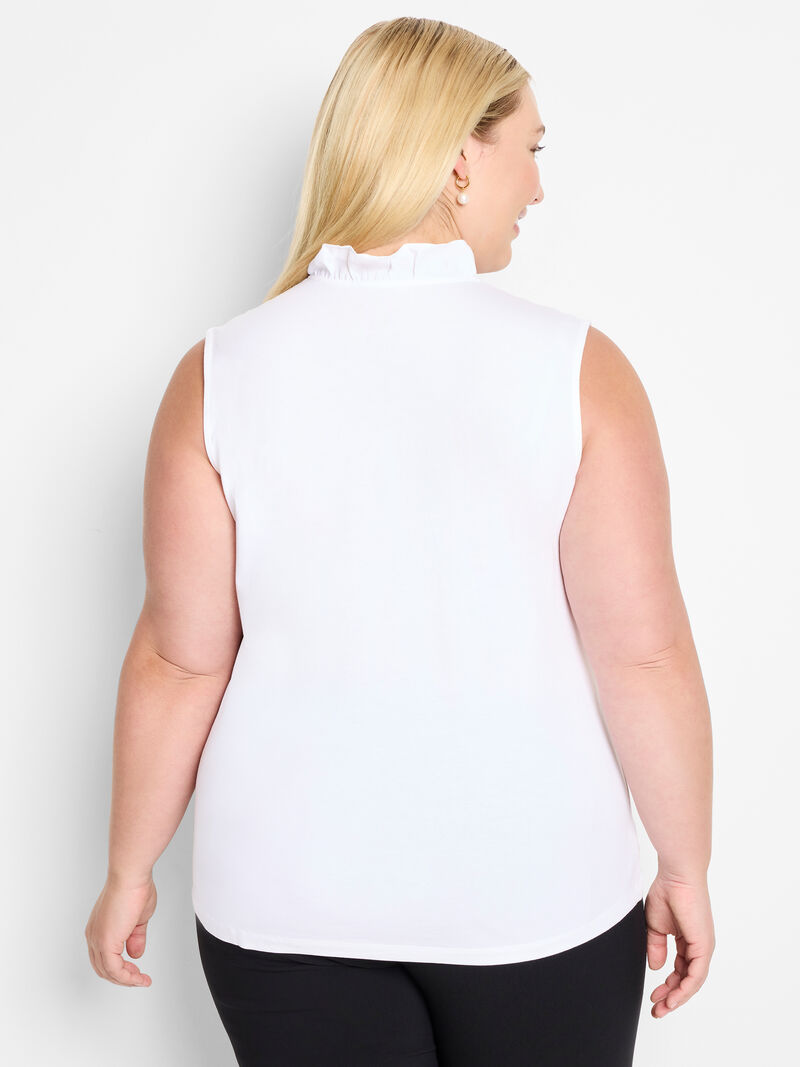 Woman Wears Ruffled Around Tank image number 3