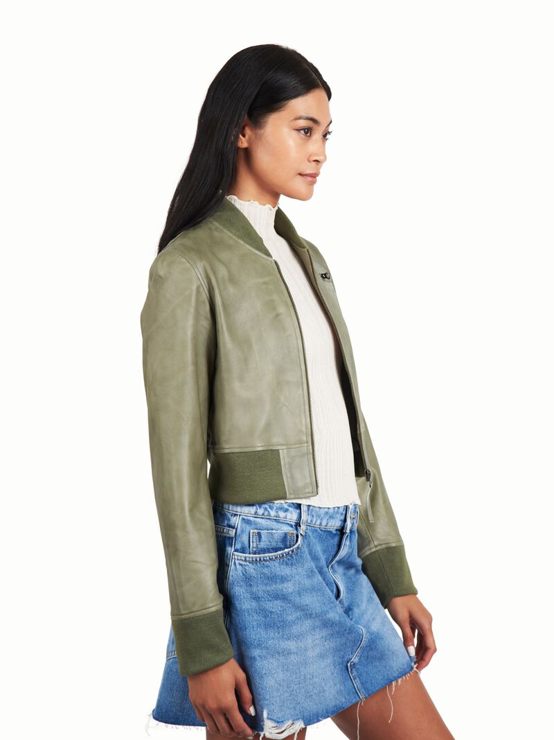 Woman Wears JKT - Collins Burnished Leather Jacket image number 1