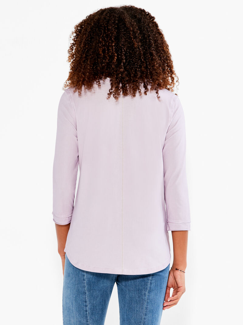 Woman Wears NZT 3/4 Sleeve Roll V Tee image number 2