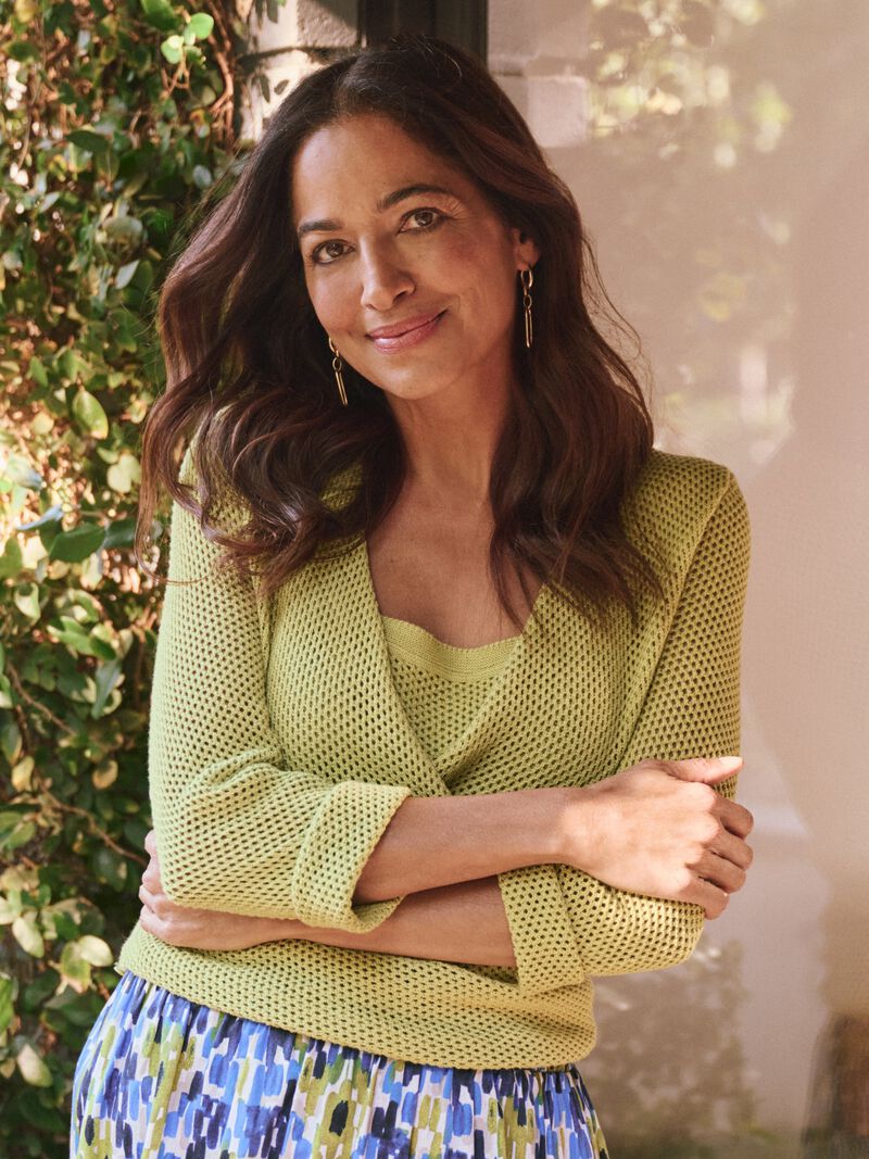 Woman Wears Mesh 4-Way Cardigan image number 0