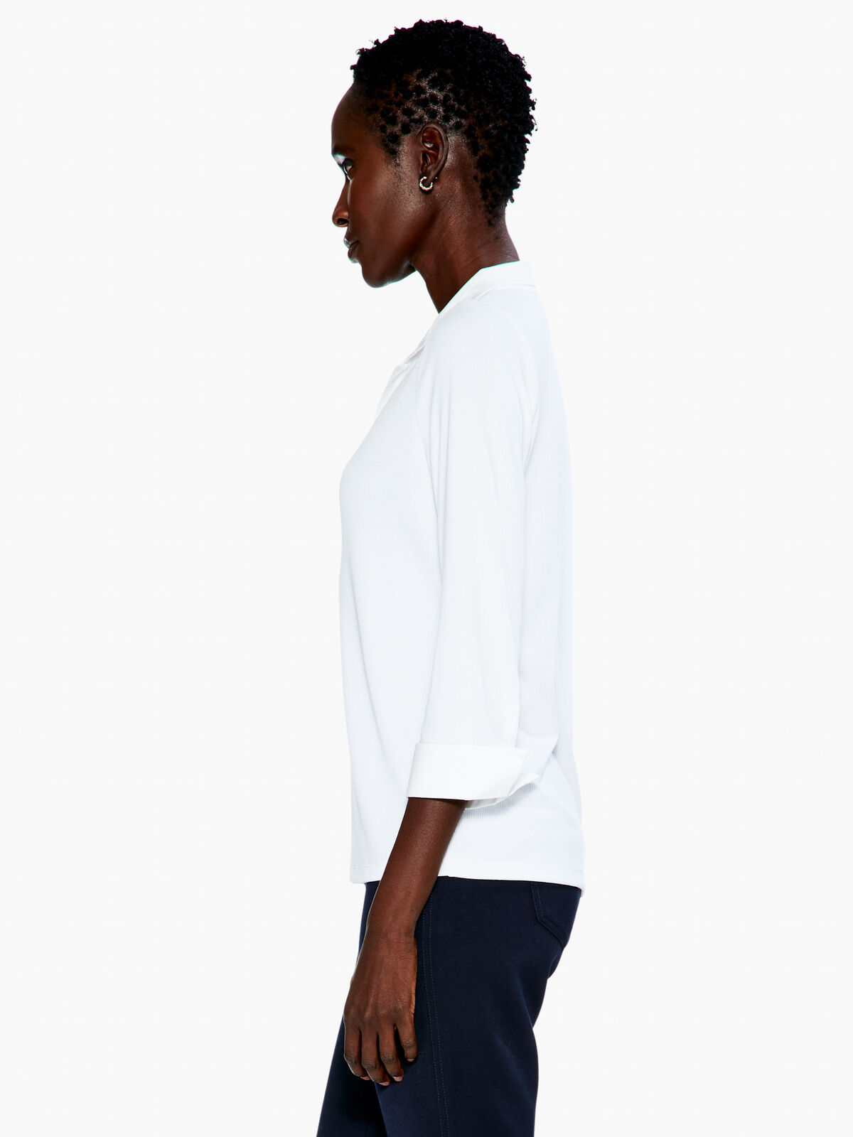 Drapey Rib Collared Top