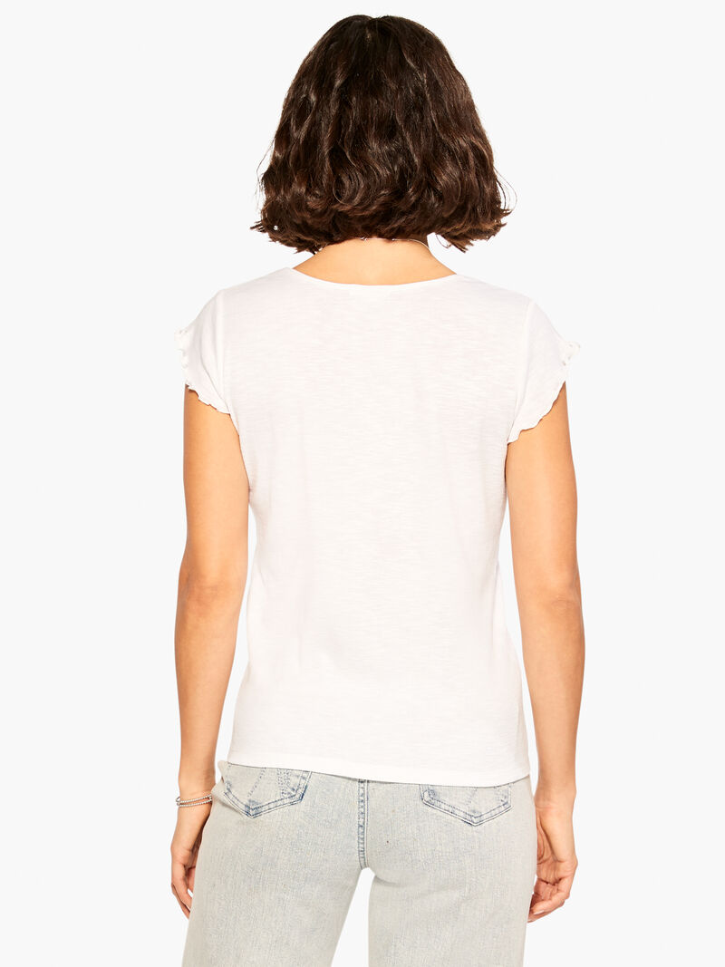 Woman Wears NZT Short Sleeve Scoop Lettuce Edge Tee image number 2