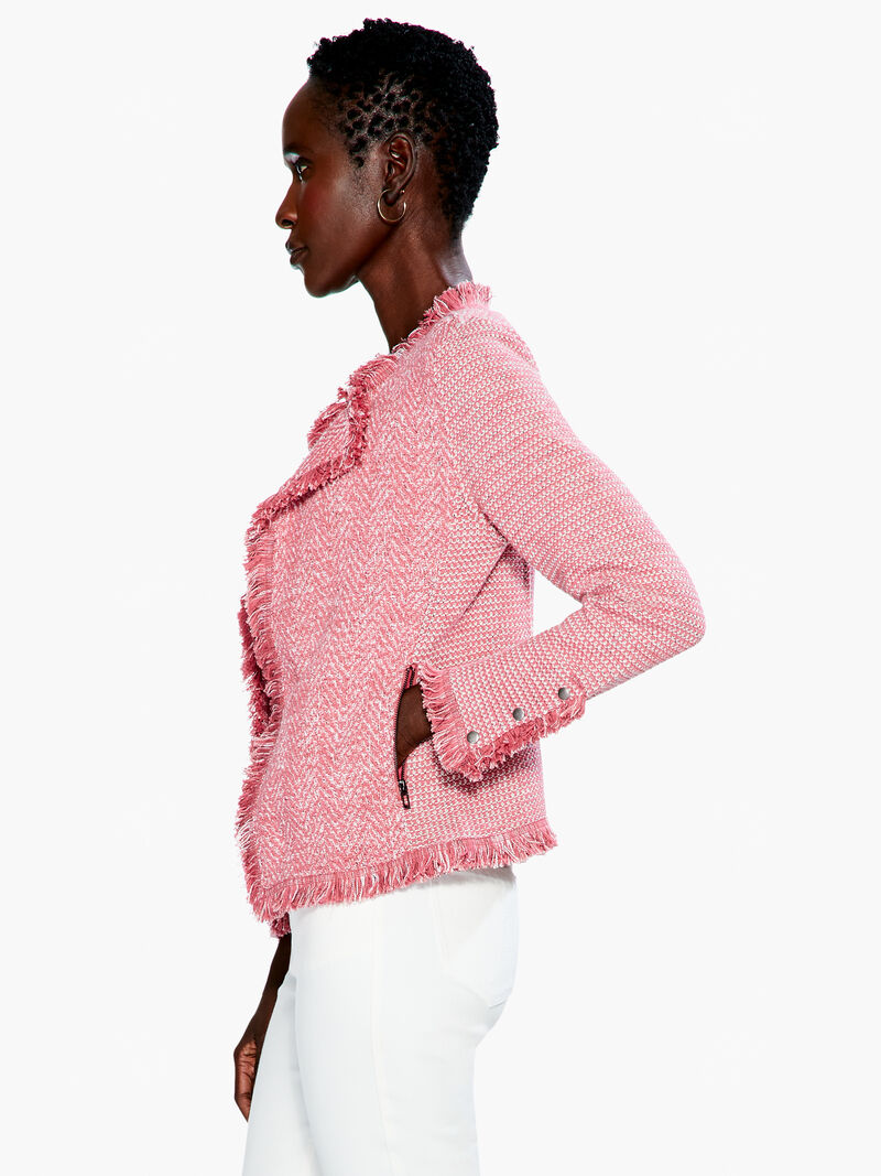 Woman Wears Fringe Mix Knit Jacket image number 2