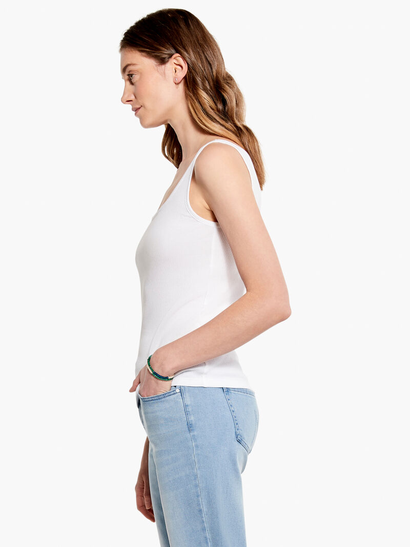 Woman Wears Drapey Rib Scoop Tank image number 1