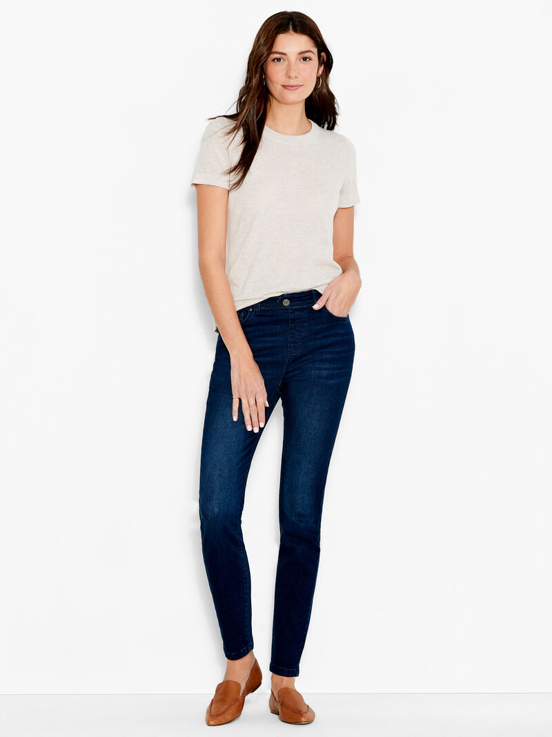 Woman Wears NZ Denim 28" Mid Rise Slim Ankle Jeans image number 3