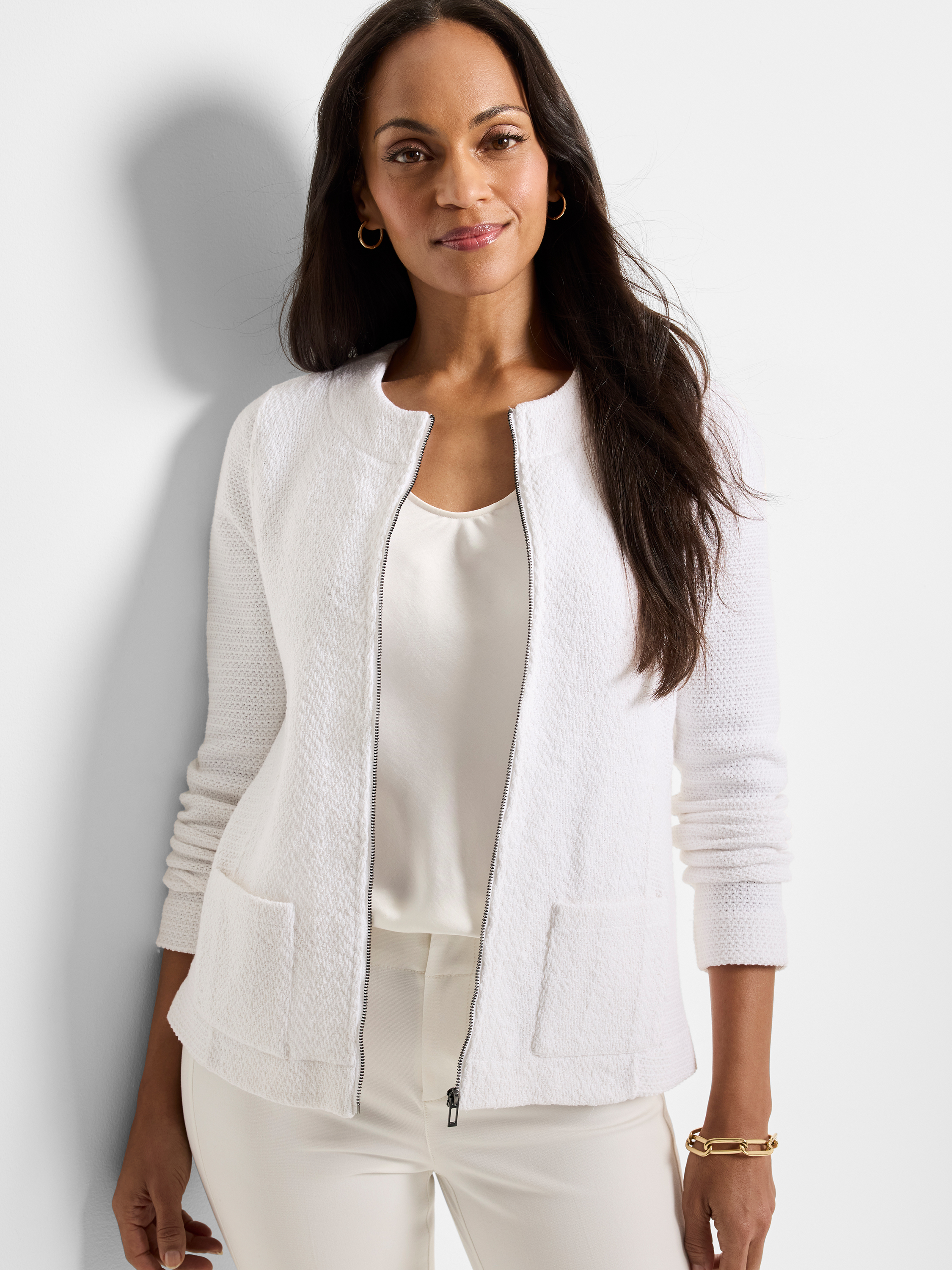 Weave Mix Knit Zip Jacket | NIC+ZOE