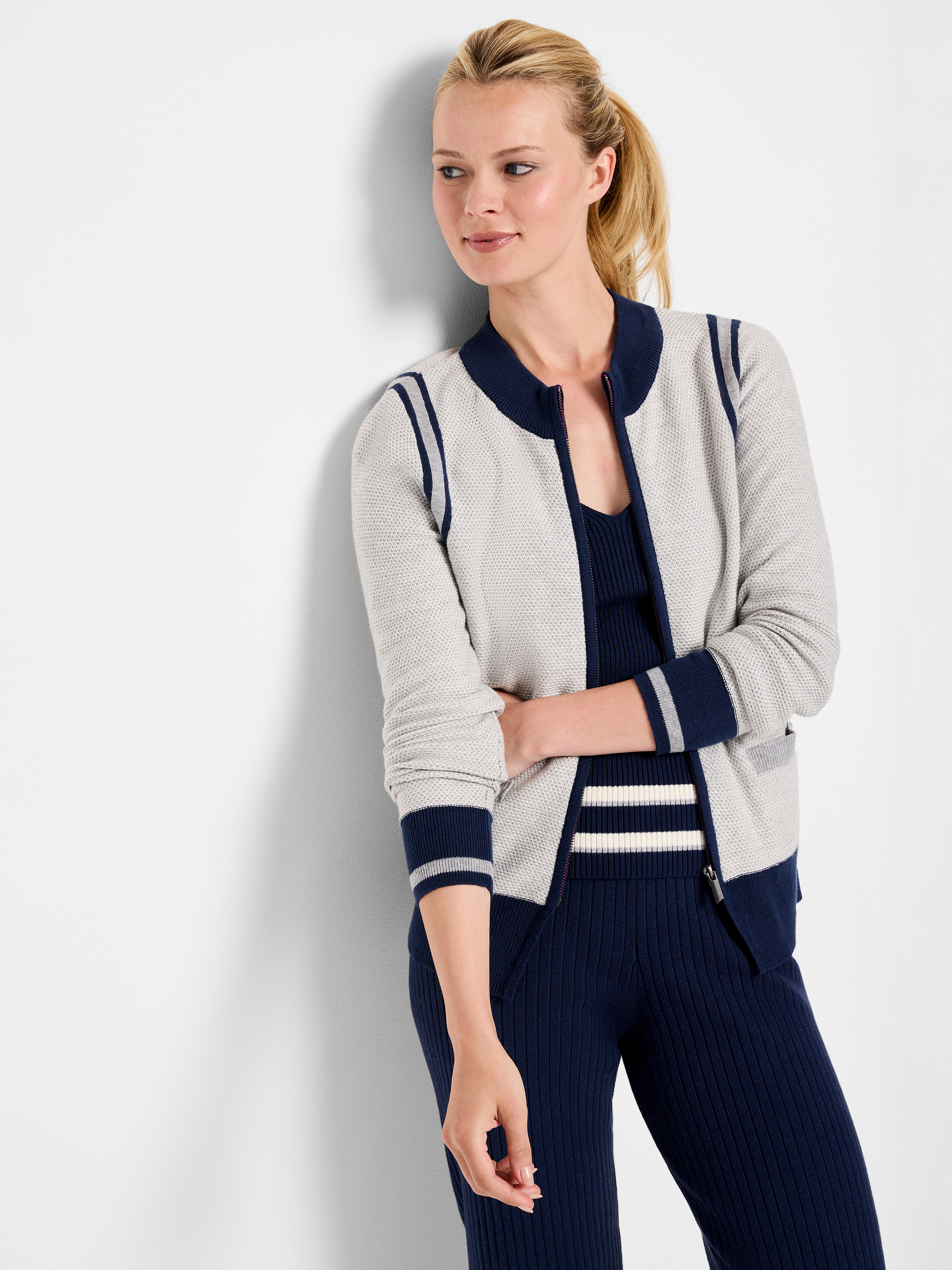 Zip Front Tipped Sweater Cardigan | NIC+ZOE