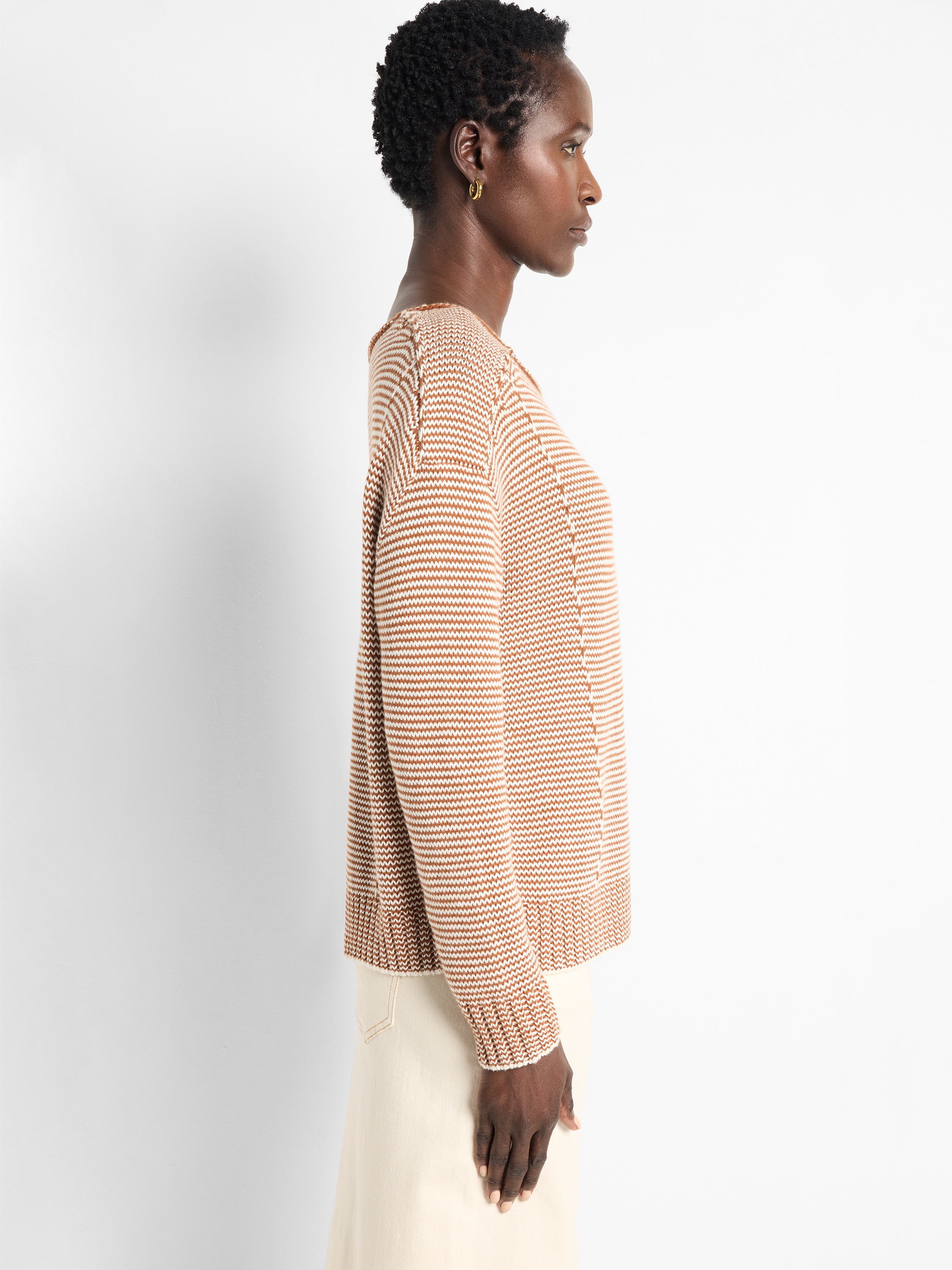 (取寄) ニックゾー レディース ストライプド シーム コットン コード セーター NIC+ZOE women Striped Seamed Cotton Cord Sweater Neutral Multi Striped Seamed Cotton Cord Sweater | NIC+ZOE