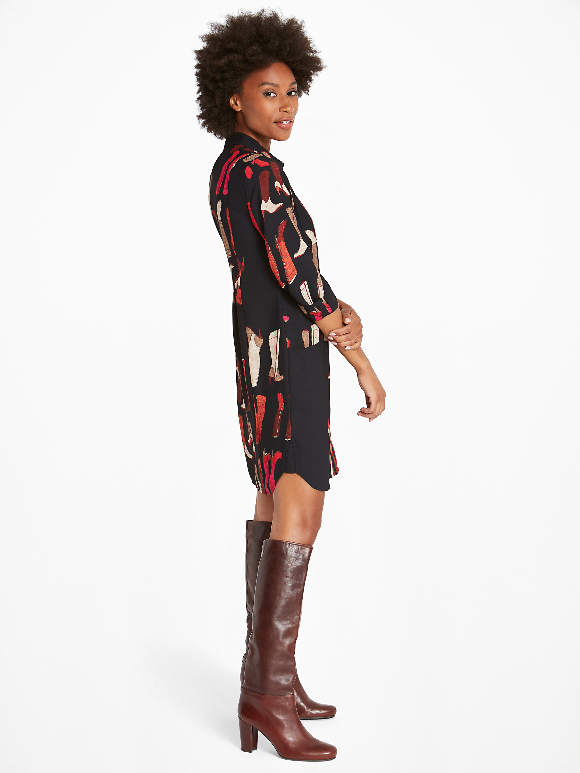 shirt dress and boots