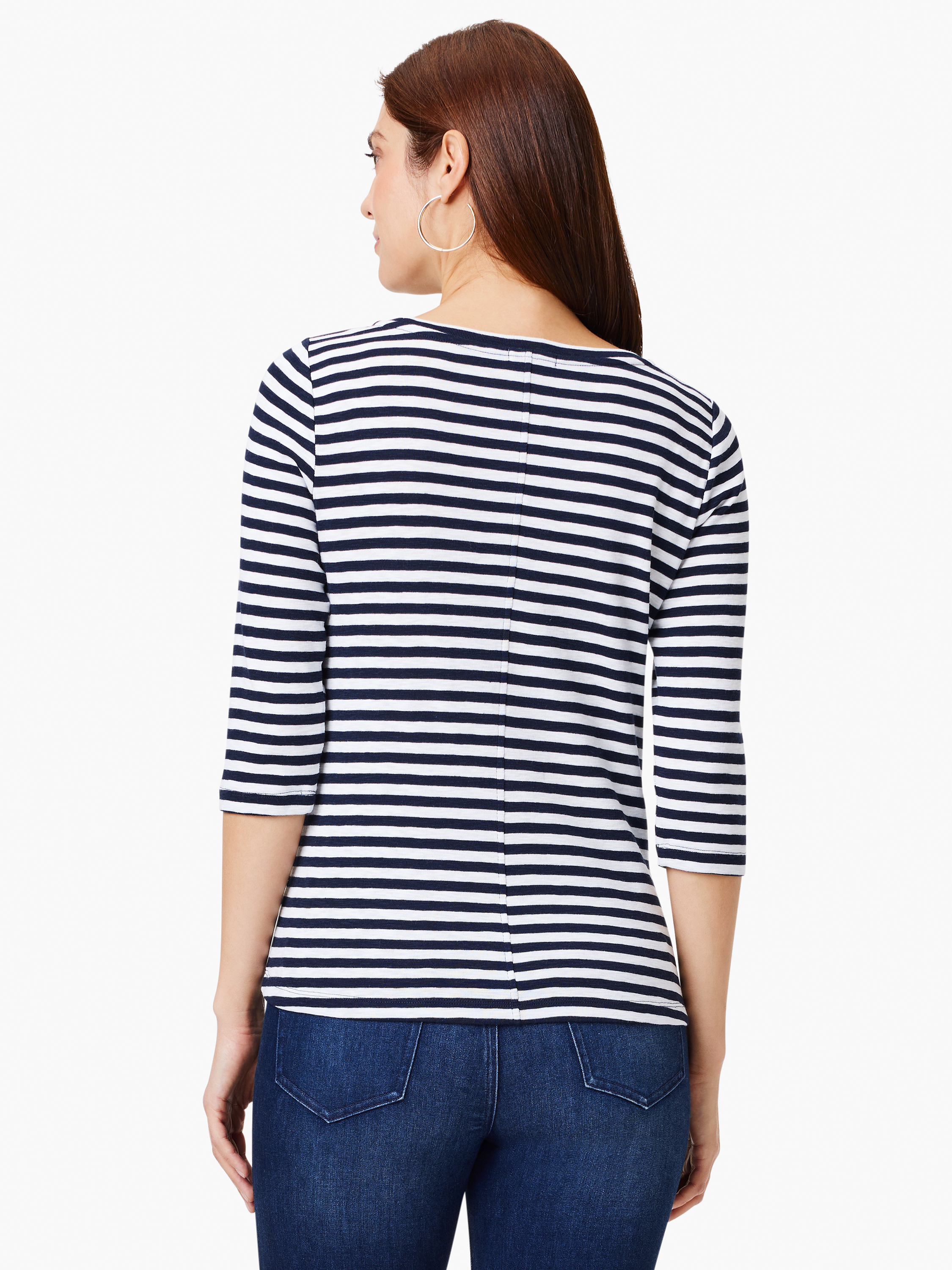 NZT 3/4 Sleeve Stripe Boat Tee | NIC+ZOE