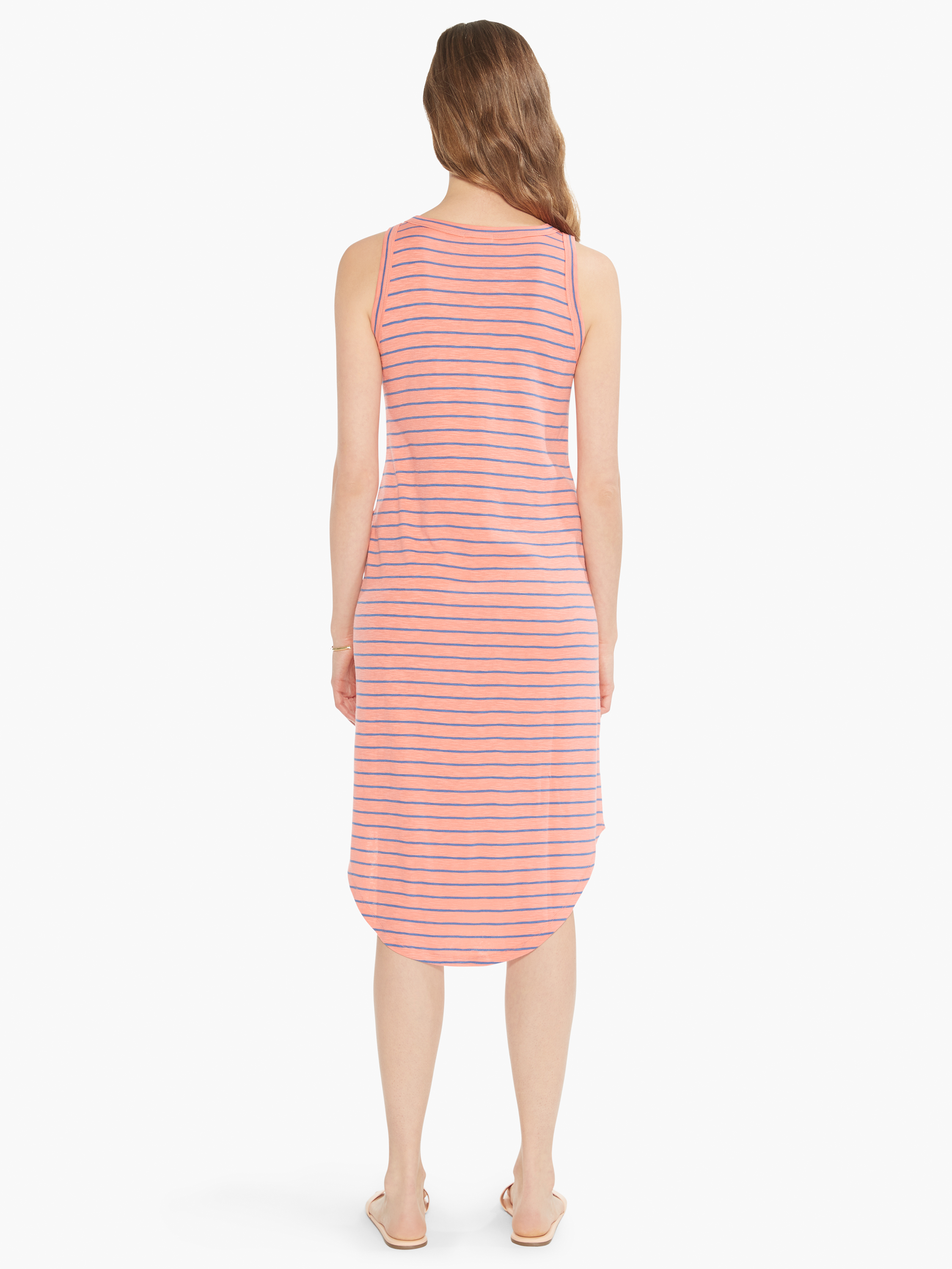 Mosaic Stripe Print Sleeveless MatchingMidi Tank Dresses