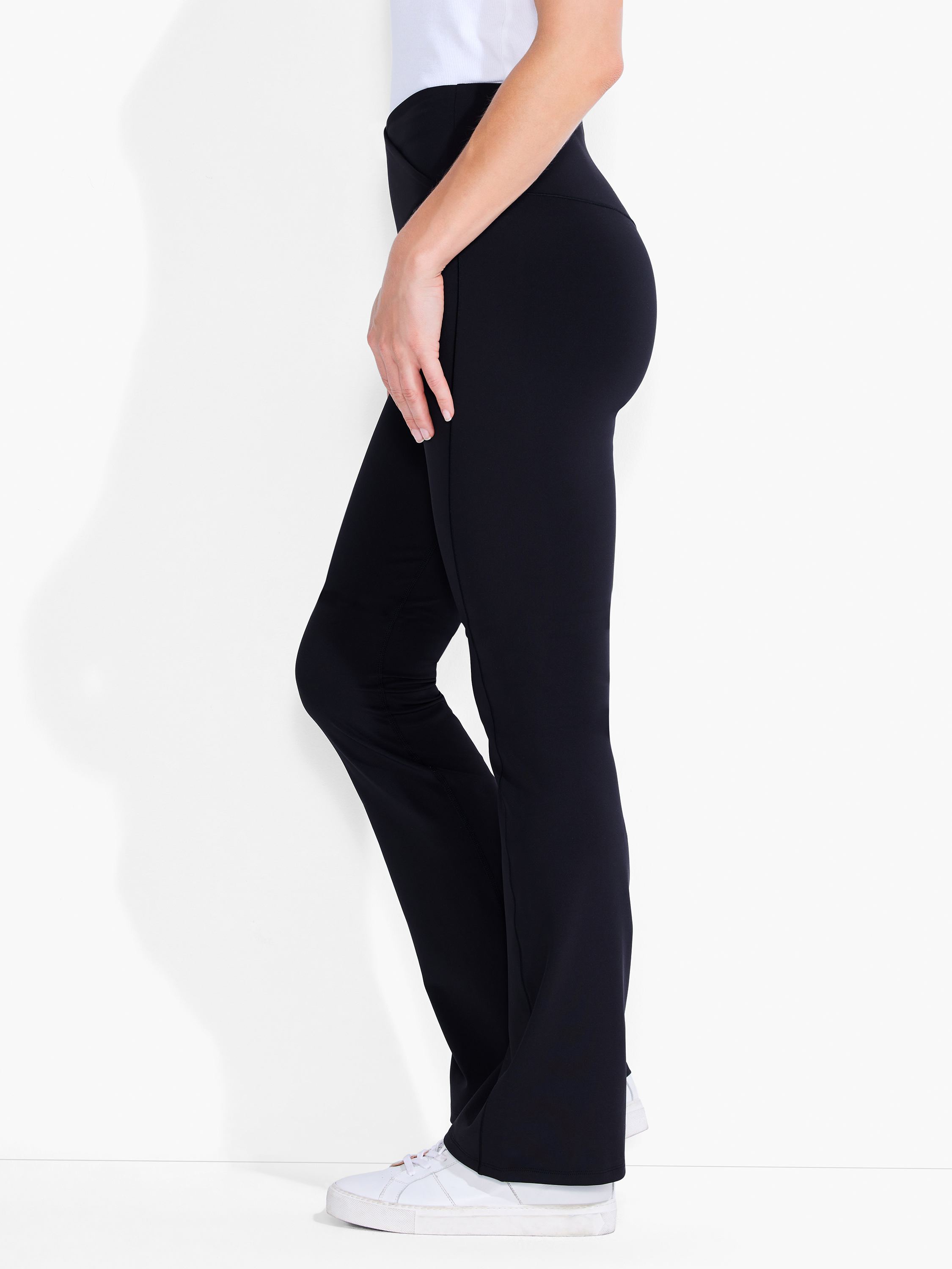 Onyx Fold Over Waist Yoga Pants/high Waisted Black Yoga Pants