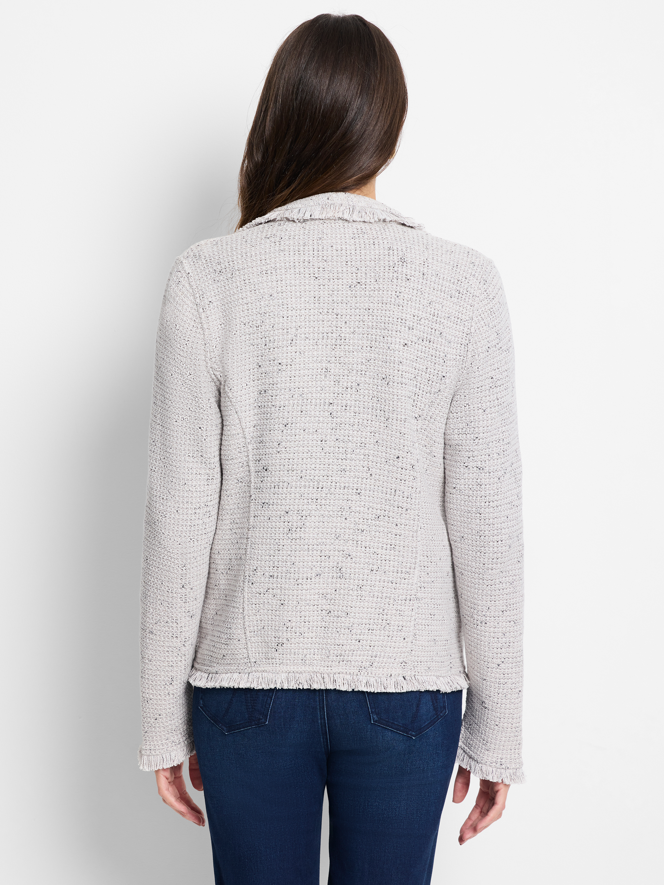 美品、新品多めNo Collar Fringe Knit Jacket 美品、新品多めNo Collar Fringe Knit Jacket Fringe Mix Knit