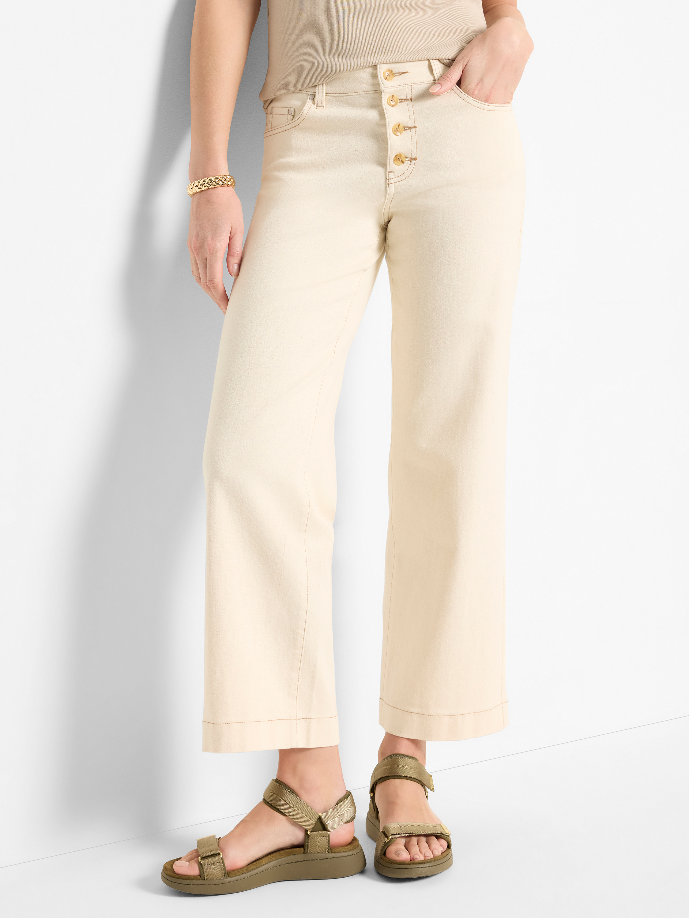 28" Horn Button Wide-Leg Jeans