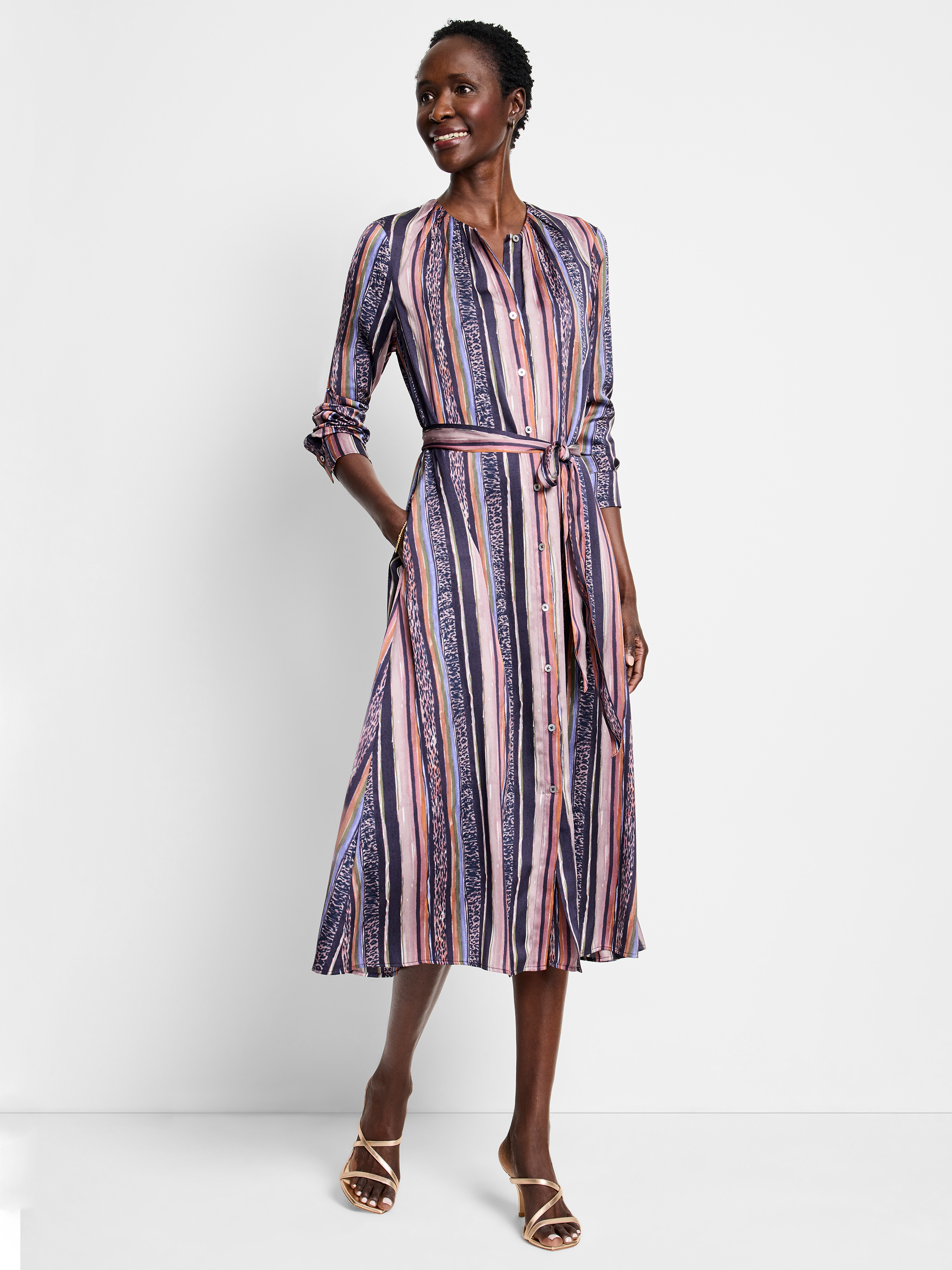 Closed Striped Shirtdress - Washed Gray | Garmentory