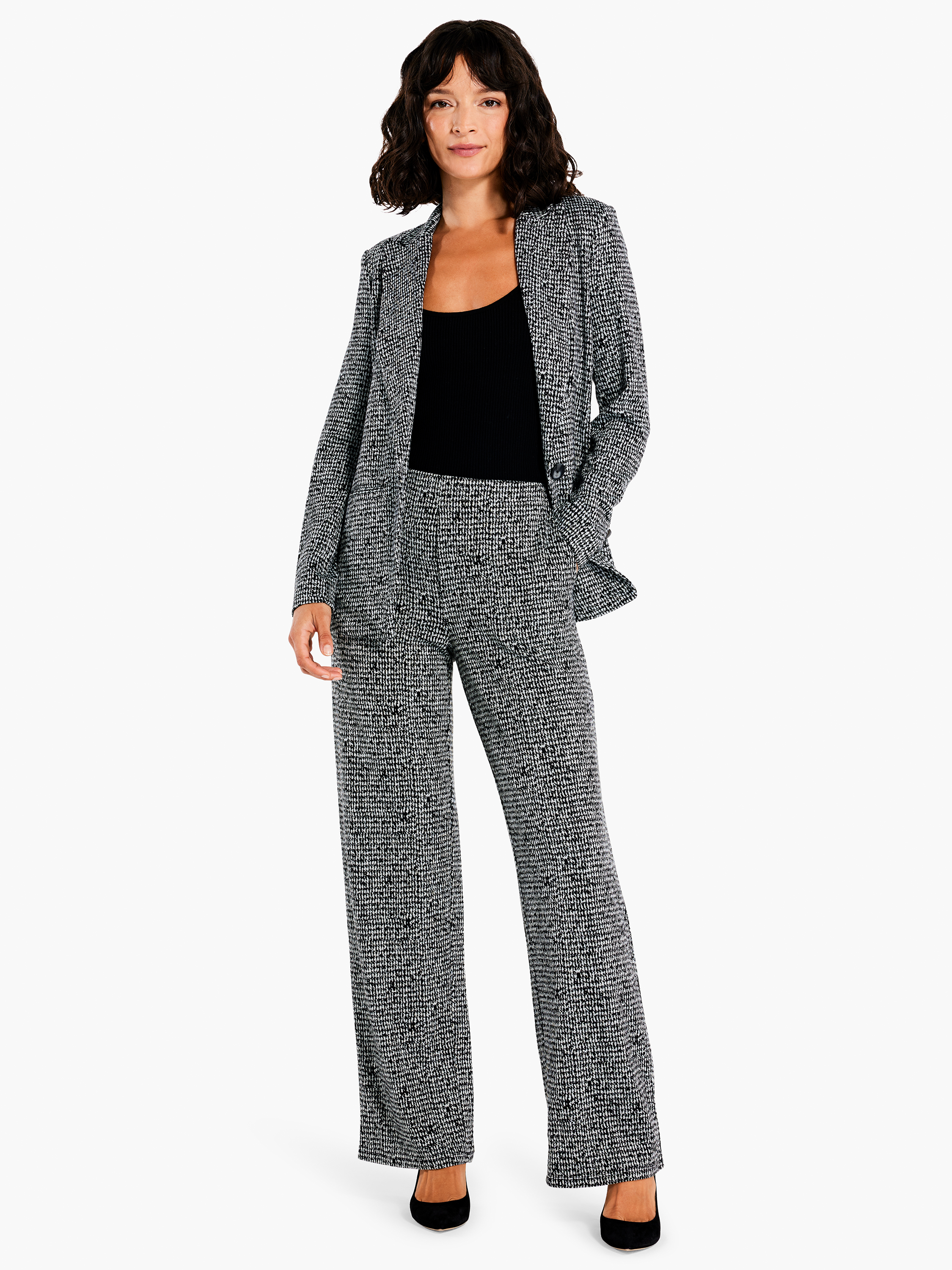 Wide leg houndstooth online pants